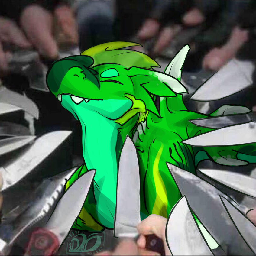 surrounded by knives [character @ me]